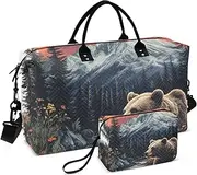 [YXYZRMY] Travel Duffel Bag California Grizzly Bear Landscape Gym Bag Sports Tote Bag with Multiple Interior Pockets Shoulder Weekender Bag for Women Men with Toiletry Bag 20.5”x 7.9”x 13.8