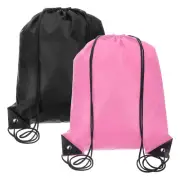 Drawstring Backpack Bags, 2 Pack Sports Cinch Sack Draw String Bag, Black, Pink