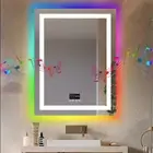 Rectangular Bluetooth LED Bathroom Mirror Front Light RGB Backlit Color Changing