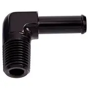 Aeroflow Male NPT to Barb 90° Adapter 1/8" to 1/4", AF842-04BLK