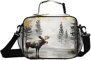 Moose Tree Retro Insulated Lunch Box for Women Men - Ideal for Work, Picnics - Includes Adjustable Shoulder Strap