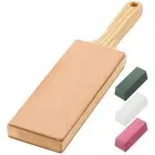 Double Sided Leather Stropping Block Kit for Knife Sharpening with Handle