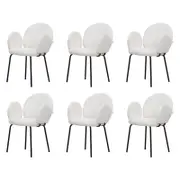 Familand Dinging Chairs Set of 6 Padded Seat Kitchen Living Room Chair Sherpa in White