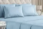 600TC Single Flat Premium Bed Sheet Super Soft Egyptian Cotton Light Blue