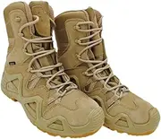 [Generic] Tactical combat boots, hiking boots, work boots with military grade high top straps, available in desert brown, olive green, and black, Khaki, 8.5 Wide Women/8.5 Wide Men