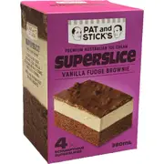 Pat And Stick's Superslice Ice Cream Vanilla Fudge Brownie 4 pack