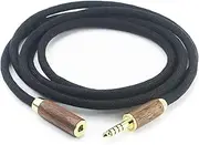 NewFantasia 4.4mm Male to 4.4mm Female Balanced Headphone Audio Adapter Cable Extension Cord 6N OCC Copper Single Crystal Silver Plated Wire Walnut Wood Shell 1.5meters/4.9ft