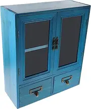 COOPHYA Rustic Wall Wooden Cabinet Vintage Display Storage Craft Storage Small Pantry Cupboard Countertop Low Cabinet