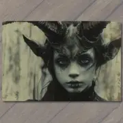 4x6" Girl Monster Weird Creepy Imaginary Mask Nightmare Scary Unusual Woman