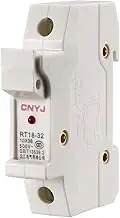 uxcell DIN Rail Mount Fuse Holder Single Pole White RT18-32 10mmx38mm with Indicator Light