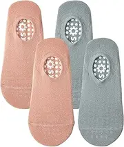 [BFQZ] 2 Pairs Yoga Socks Pilates Sock, Women's Yoga Socks, Non-Slip Grip Yoga socks for Pilates, Ballet, Barefoot Workout, Fitness, Barre, Dance,for Women for Home Workout(Pink & Gray), no, 5