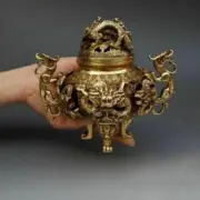Chinese Brass Gilt Incense Burner Censer Incensory Burner Statue Decoration