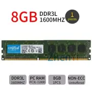 Crucial 8GB 1600MHz DDR3L PC3L-12800U 1.35V 240Pin DIMM Desktop Memory SDRAM BT