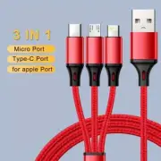 1.5m 3 in 1 Braided Charging Cable USB Charger Cord For Apple Type C Micro USB
