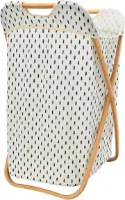 Bamboo X Frame Hamper with Tree Pattern, Black and White