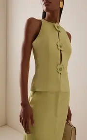 [Leo Lin] Amelia Floral-Appliquéd Crepe Top