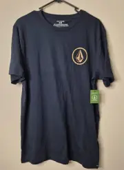 Volcom Mini Circle Stone Organic Cotton T-Shirt Tee Men's Size M BNWT Navy 2019