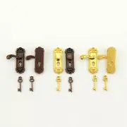 2X Dollhouse Miniatures 1:12 Scale Door Knobs & Keys Pull Handle Lock Hardware