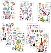 EXQUIMEUBLE 9pcs Mother's Day Gnome Static Window Clings Cute Cartoon Decals for Home Decor Reusable Door Decorations for Classrooms Bedrooms and Living Rooms