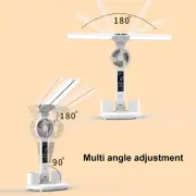Dual- Study Lamp With Fan LED Desk Lamp With Clock And Pen Holders Touch AA