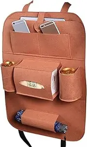 HTQZWHTQZW 1 Piece Universal Car Back Seat Storage Organizer - Mobile Phone/Cup/Paper Towel Holder Pockets Anti-Dirt/Anti-Liquid Auto Accessories (Color Name : Brown)
