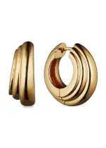 Otiumberg Ellipse Gold Vermeil Hoop Earrings, Earrings, Ridged Design - One Size One Size