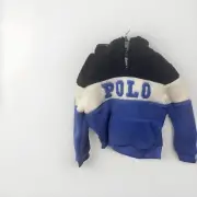 POLO RALPH LAUREN KIDS SHERPA NAVY MULTI COLORBLOCK FLEECE PULLOVER SIZE 6 NWT