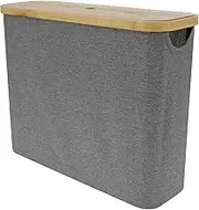 Toilet Paper Storage Basket, 12 Rolls Compatible, Large Capacity Toilet Paper Holder with Wooden Lid, Multifunctional Toilet Paper Organizer, Toilet Paper Storage Cabinet for Bathroom (Grey)