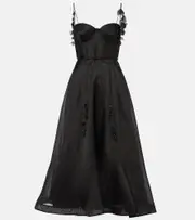 [Zimmermann] Zimmermann Natura floral linen and silk bustier dress AU 6 black