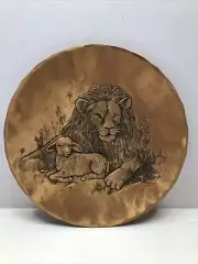 Wendell August Forge Hand Wrought Solid Bronze Trinket Tray Lion & Lamb 6" NEW
