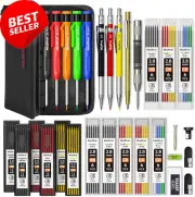 31 Pc Carpenter Pencil Set w/ Sharpener 128 Refills Carbide Scribe Tool Case