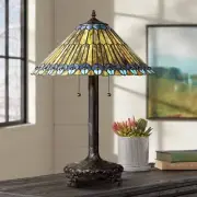 Tiffany Style Table Lamp Antique Bronze Stained Glass for Living Room Bedroom
