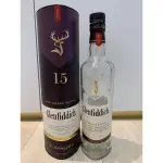 GLENFIDDICH格蘭菲迪 15年 12年威士忌 空瓶 玻璃容器 裝飾擺設「含空酒瓶+空盒+軟木塞」 買多可小議喔