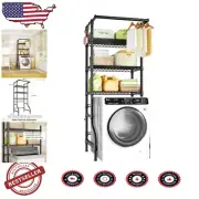 U11 Mini Over Washer 3-Tier Storage Shelf - Black, Easy Assembly & Durable