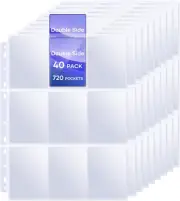 Trading 40-Pack 9-Pocket Card Protector Pages for 3-Ring Binder, 720 Slots