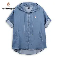 在飛比找Yahoo奇摩購物中心優惠-Hush Puppies 襯衫 女裝開襟寬袖連帽牛仔襯衫