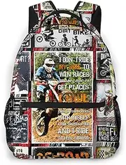 [Nerxy] Motorcycle Backpack Dirt Bike for Kids Boys Girls Back to School Bike Gift Bag Motocross Bookbag