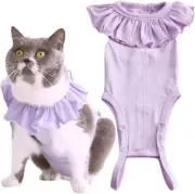 Cat Recovery Suit for Abdominal Wounds and Skin Diseases,Breathable M, purple