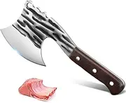 Handmade Meat Cleaver Axes Shape Forged Heavy Duty High Carbon Butcher Knife Boning Breaker Vegetable Butcher Chopper Cutting Chef Knife with Cover for Kitchen Outdoor BBQ (Grey)