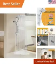 Luxury 10-Inch High Pressure Dual Shower Head with Handheld Spray - Polished ...