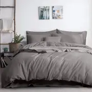 Amor Luxurious Linen Cotton Grey Quilt Cover Set