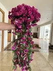 2 Artificial Fake Hanging Plant UV Protection Violet Flower Vine In Out Home