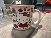 New Hello Kitty Fall Coffee Mug Cup Glitter Pumpkin Leaves Pies Orange Rainbow