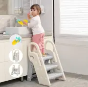 Toddler 3 Step Stool Kids Standing Tower for Toddlers Plastic Learning Stool