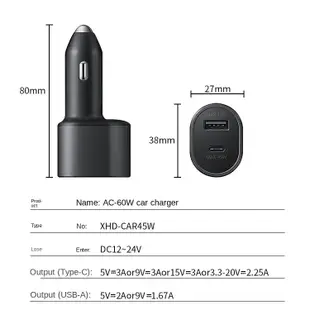 原廠三星45W雙孔車充 EP-L5300車載閃電充電器 Type-c PD快速5A充電 15W USB QC2.0