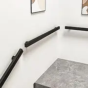 Black Wrought Iron Handrail Stair Railing with Installation Kit, 30-600cm Wall Mount Banister Hand Rail for Indoor Stairs or Outdoor Steps, Step Baluster(11.5ft/350cm)