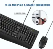 Wired Keyboard and Mouse Combo, EDJO Full-Sized Ergonomic Computer Keyboard with