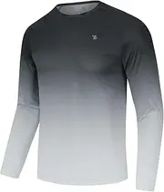 [Rdruko] Mens Quick Dry Long Sleeve Tops Breathable Running Sport Gym T Shirts UV Sun Protection Hiking Fishing Shirt