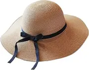 [Generic] Ribbon Straw Sun Hats for Women Girls Summer Shortwave Light Protection Floppy Foldable Beach Hat Outdoor Travel Panama Cap