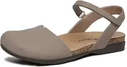 [Athlefit] Women's Closed Toe Sandals Comfort Cork Footbed Arch Support Flat Sandals
